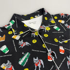 メンズ Melbourne Days Pyjamas ブラック　襟とブランドラベルのディテール