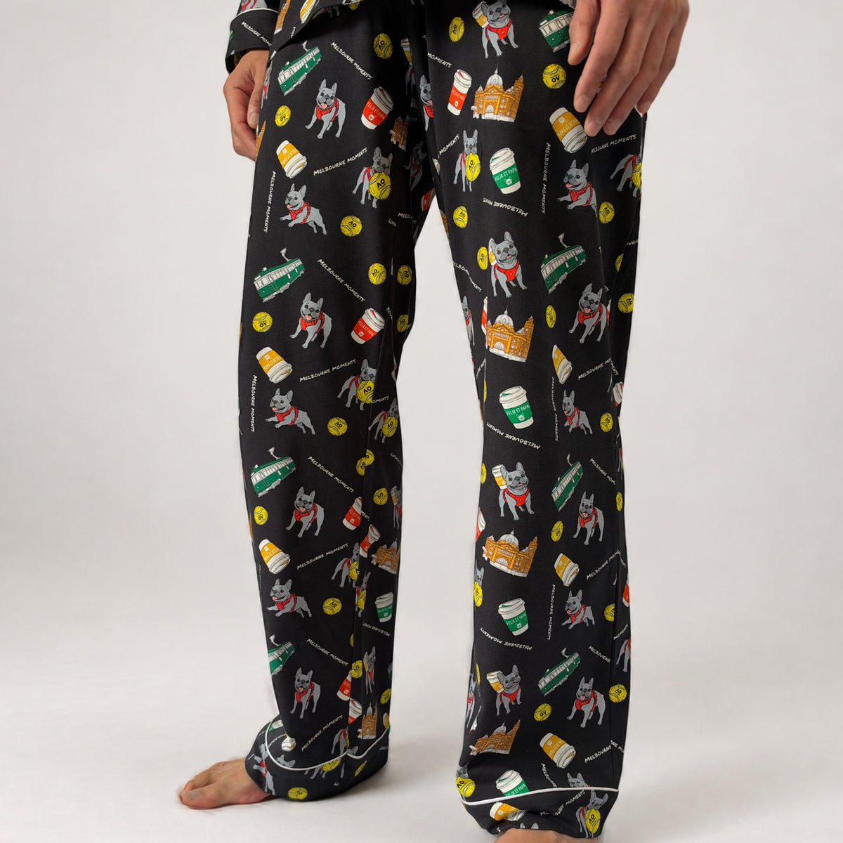 メンズ Melbourne Days Pyjamas ブラック　パンツ 着用イメージ