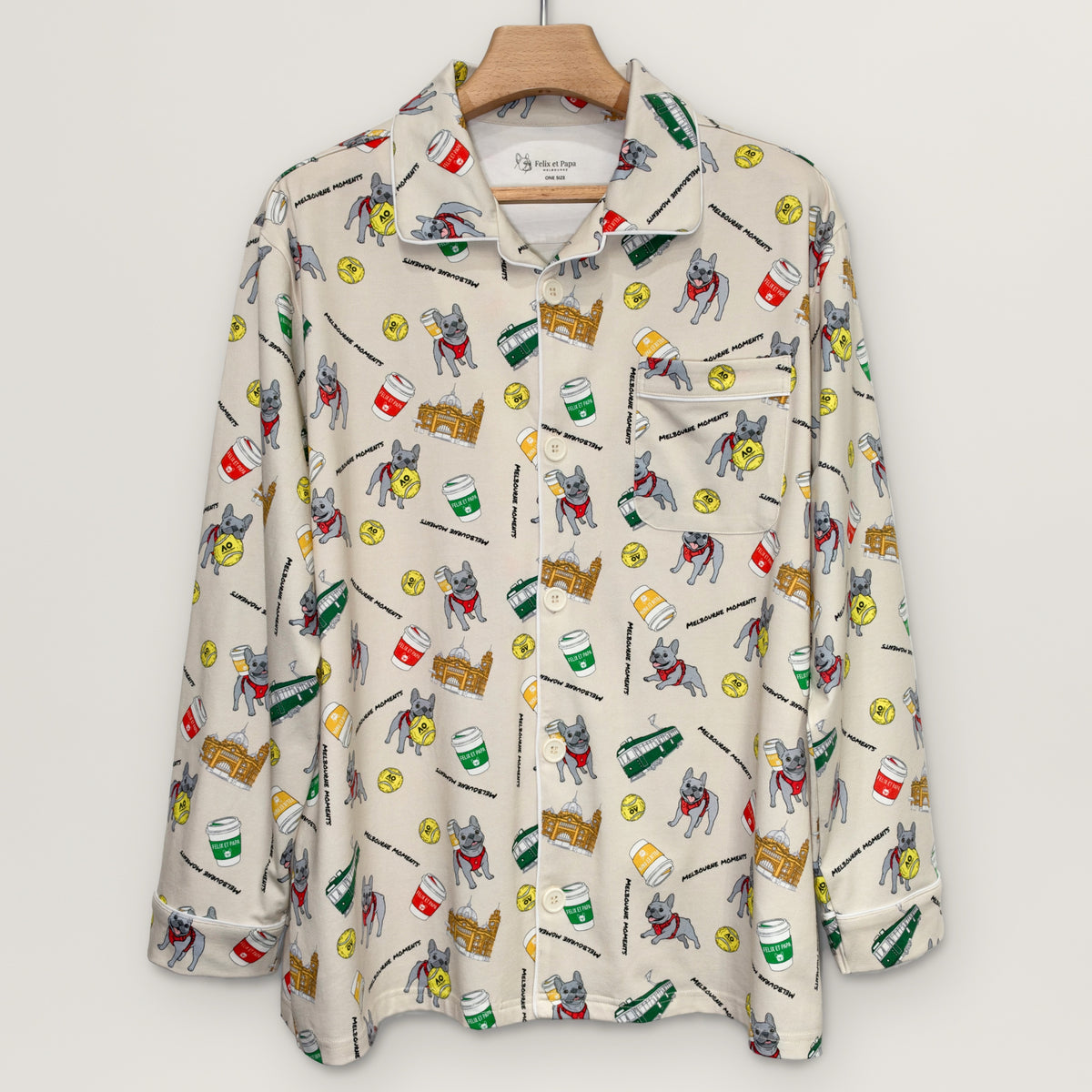 メンズ Melbourne Days Pyjamas クリーム　シャツ（ハンガー）