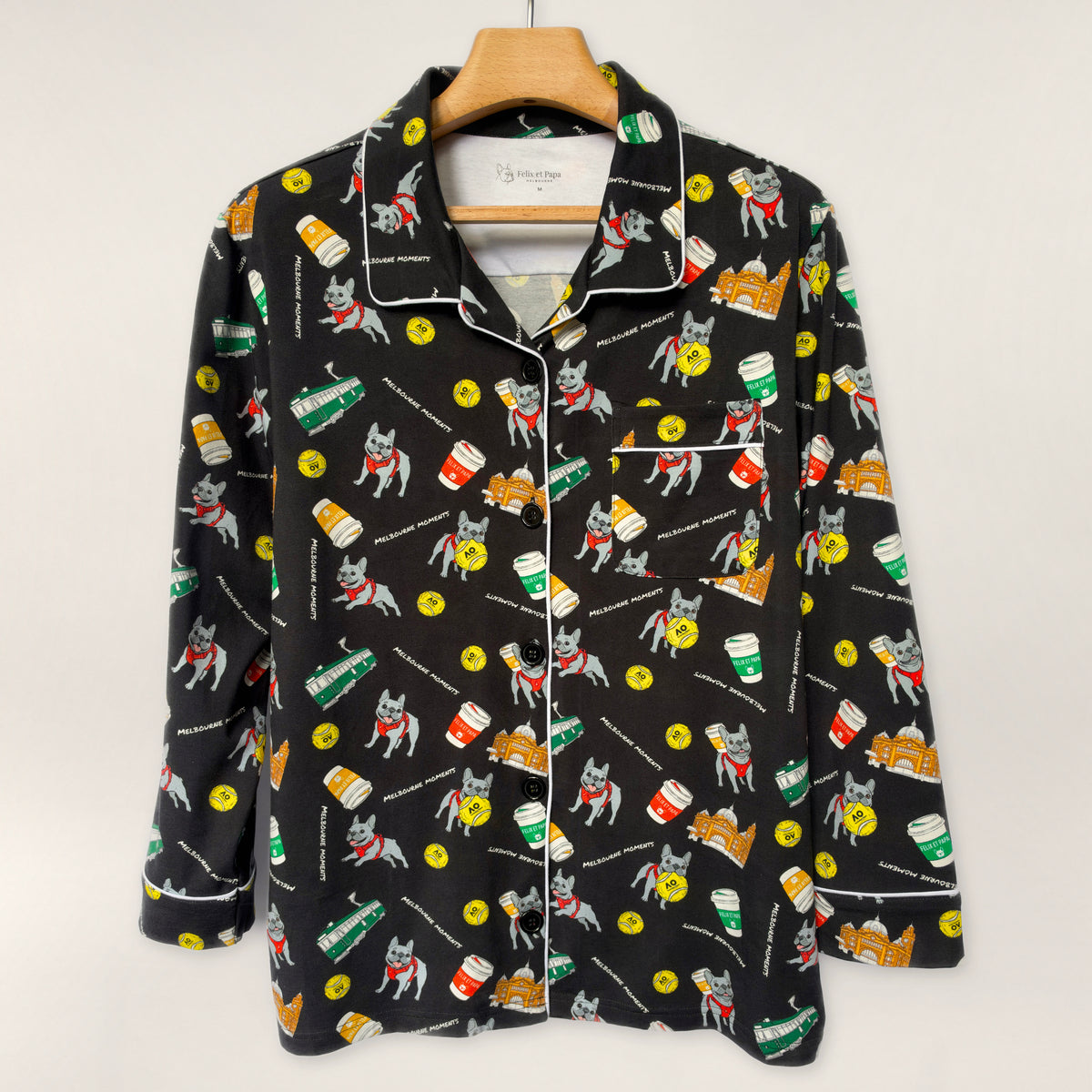 ウィメンズ Melbourne Days Pyjamas ブラック　シャツ（ハンガー）