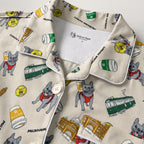 ウィメンズ Melbourne Days Pyjamas クリーム　襟とブランドラベルのディテール