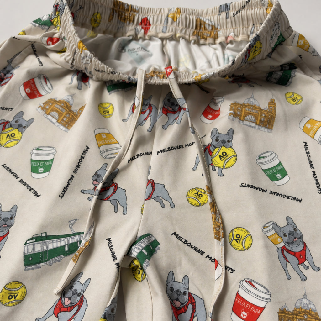 ウィメンズ Melbourne Days Pyjamas クリーム　パンツのウエストと内側で結ぶ紐